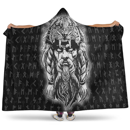 VikingStyle Hooded Blanket -Wolf Odin Viking Set Hooded Blanket A95