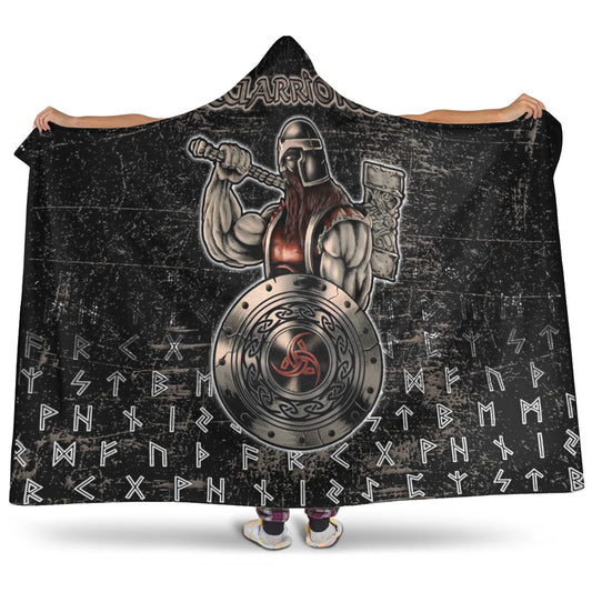 VikingStyle Hooded Blanket - Viking Warriros Brush Style Hooded Blanket A35