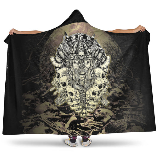 VikingStyle Hooded Blanket - Viking Warrior Old and Skull Hooded Blanket A35