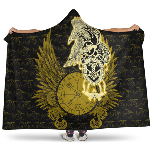 VikingStyle Hooded Blanket - Raven Ving Gold Hooded Blanket A95