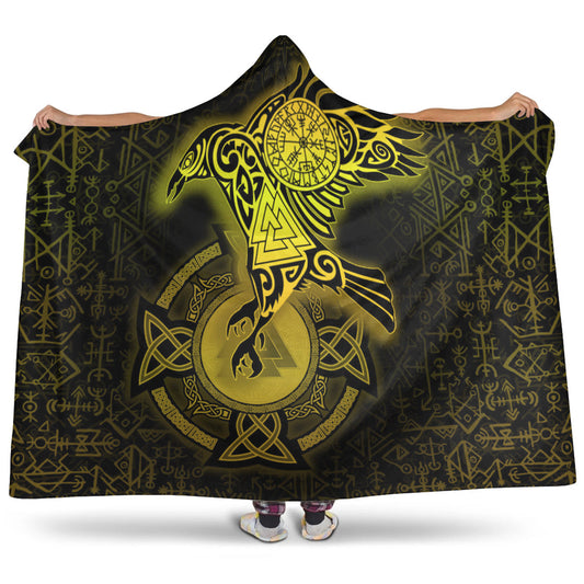 VikingStyle Hooded Blanket -Celtic Raven Special Yellow Viking Homeset Hooded Blanket A95