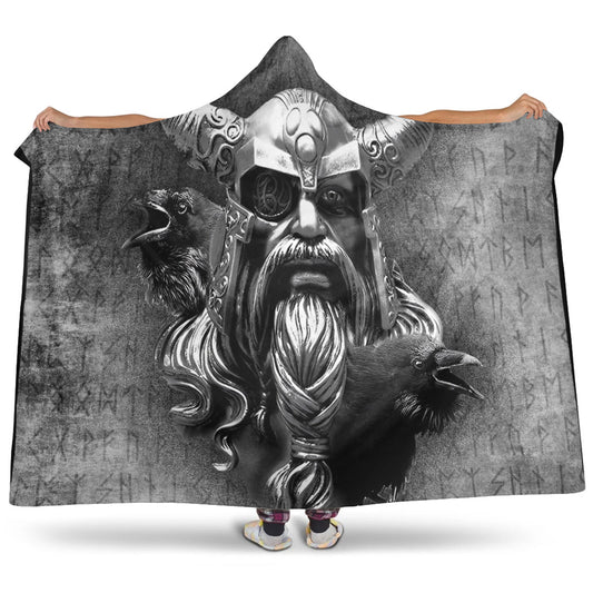 VikingStyle Hooded Blanket - Raven Viking Odin Hooded Blanket A95