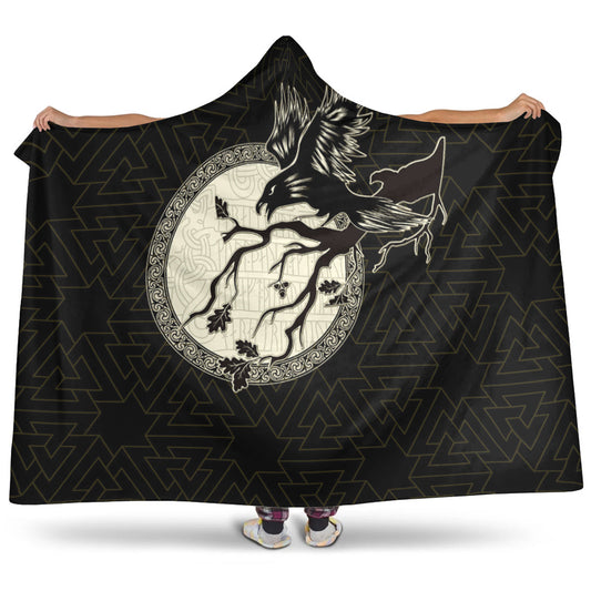 VikingStyle Hooded Blanket - Viking Raven Hooded Blanket A95