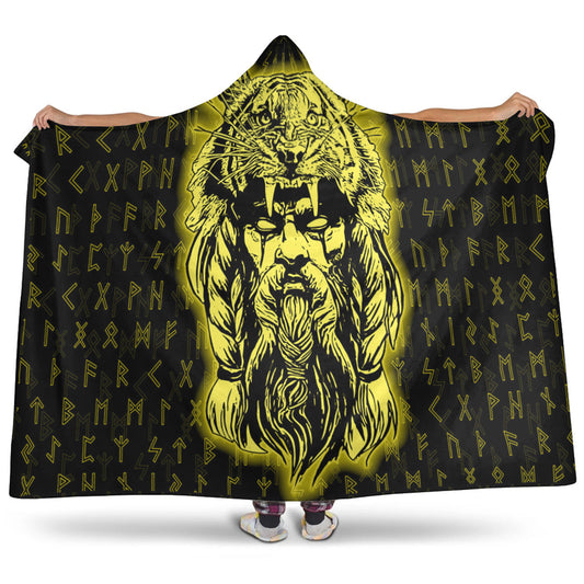 VikingStyle Hooded Blanket -Wolf Odin Viking Set Gold Hooded Blanket A95