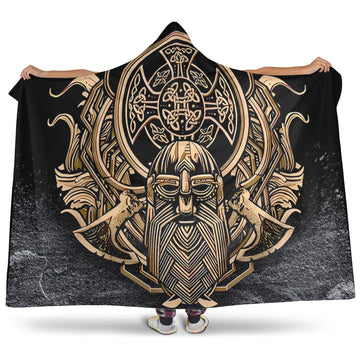 VikingStyle Hooded Blanket - Celtic Odin Axe Viking Hooded Blanket A95