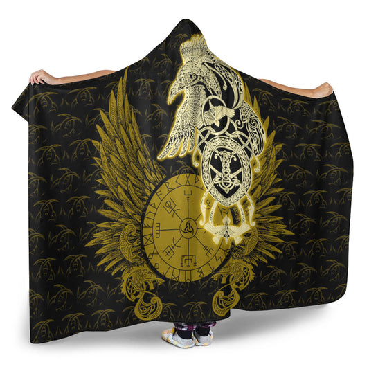 VikingStyle Hooded Blanket - Raven Ving Gold Hooded Blanket A95