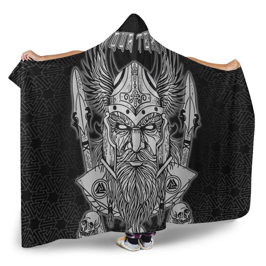 VikingStyle Hooded Blanket -Odin And Raven Red Viking Homeset Hooded Blanket A95