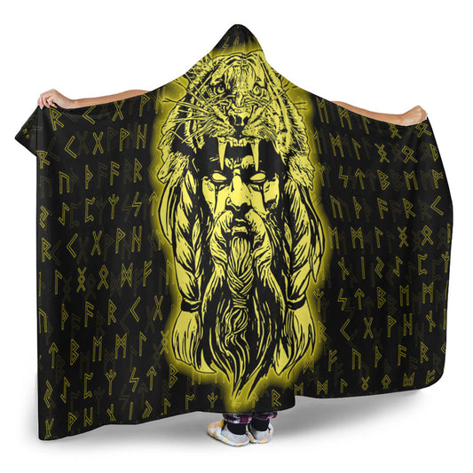 VikingStyle Hooded Blanket -Wolf Odin Viking Set Gold Hooded Blanket A95