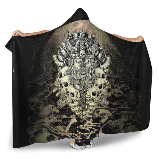 VikingStyle Hooded Blanket - Viking Warrior Old and Skull Hooded Blanket A35