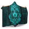 VikingStyle Hooded Blanket - Valkyries And Wolf Moon Turquoise Hooded Blanket A95