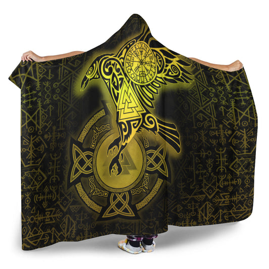 VikingStyle Hooded Blanket -Celtic Raven Special Yellow Viking Homeset Hooded Blanket A95