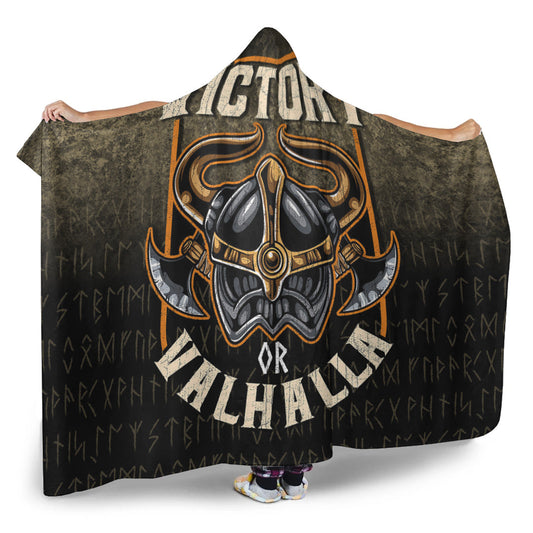 VikingStyle Hooded Blanket -Viking-Mythology-Victory-Or-Valhalla-Norse Hooded Blanket A7