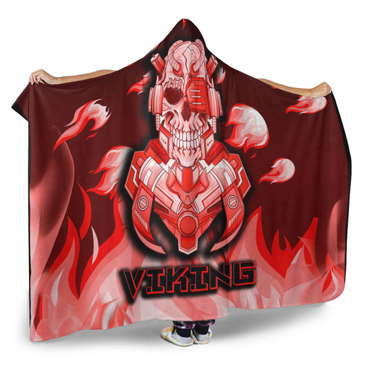 VikingStyle Hooded Blanket - Viking 3D Warrior Robo Fire Red Pattern Hooded Blanket A35