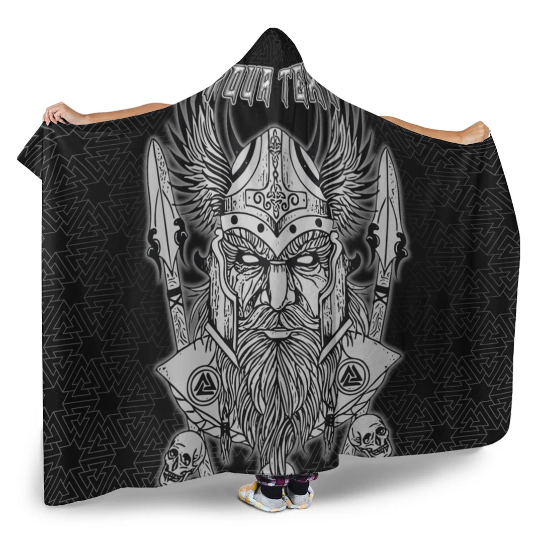 VikingStyle Hooded Blanket -Odin And Wolf Text Viking Homeset Hooded Blanket A95