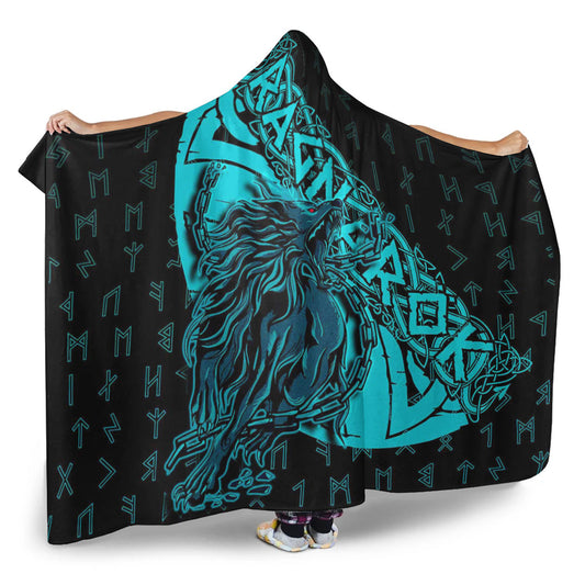 VikingStyle Hooded Blanket - Fenrir Ragnarok Cyan Hooded Blanket A94