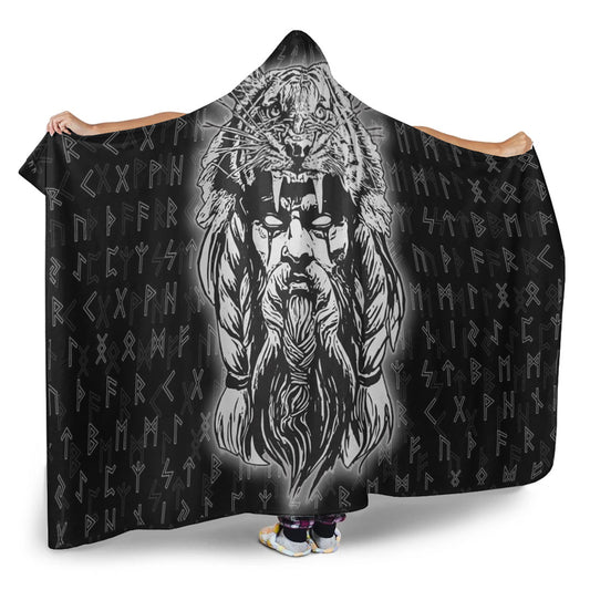 VikingStyle Hooded Blanket -Wolf Odin Viking Set Hooded Blanket A95