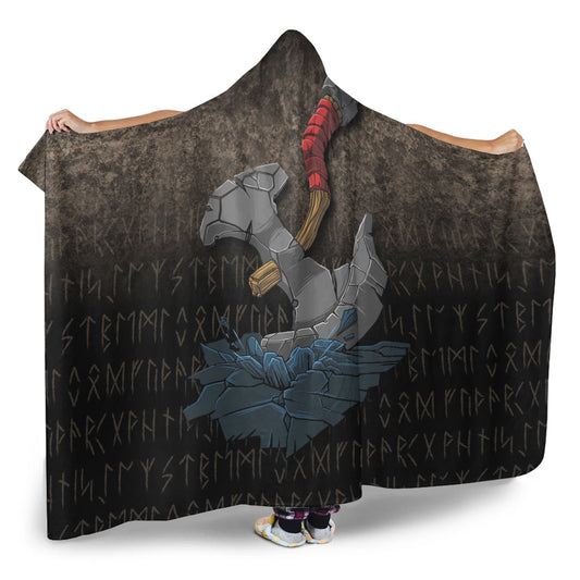 VikingStyle Hooded Blanket -Viking Axe Norse Mythology Hooded Blanket A7