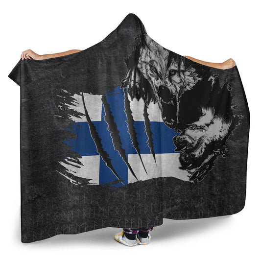 VikingStyle Hooded Blanket - Finland Wolf Viking Hooded Blanket A95
