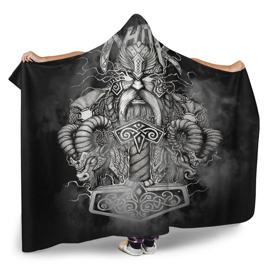 VikingStyle Hooded Blanket - Thor And Hammer Hooded Blanket A31