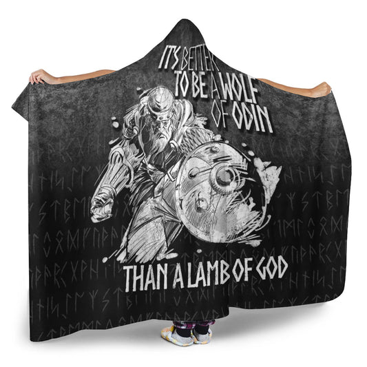 VikingStyle Hooded Blanket - Viking-Valhalla-Odin-It'S-Better-To-Be-A-Wolf Hooded Blanket A7