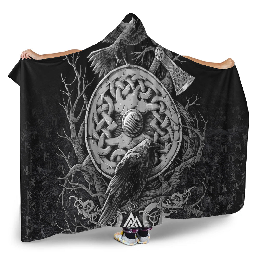 VikingStyle Hooded Blanket - Celtic Raven Axe Viking Hooded Blanket A95