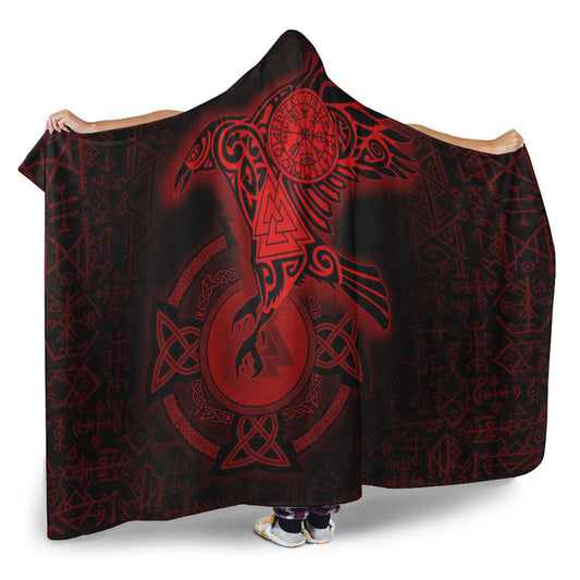 VikingStyle Hooded Blanket -Celtic Raven Red Viking Homeset Hooded Blanket A95