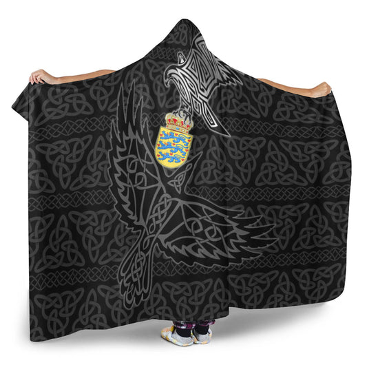 VikingStyle Hooded Blanket -Denmark Raven Viking Set Hooded Blanket A95