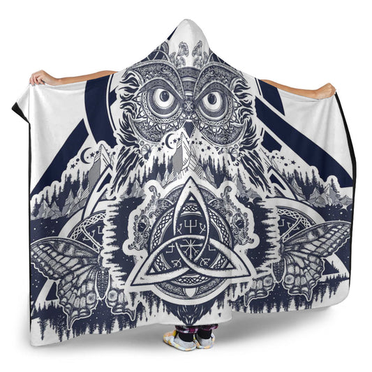 VikingStyle Hooded Blanket - Viking Owl Celtic Hooded Blanket A35