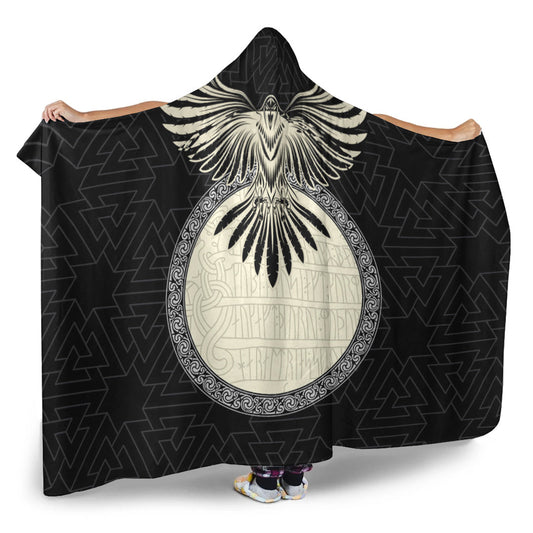 VikingStyle Hooded Blanket - Viking Raven Gold Hooded Blanket A95