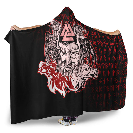 VikingStyle Hooded Blanket -Odin Viking Set Red Hooded Blanket A95