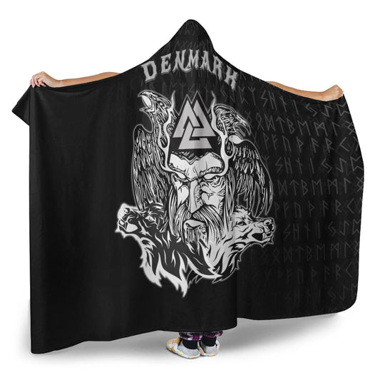 VikingStyle Hooded Blanket -Denmark Odin Viking Set Hooded Blanket A95