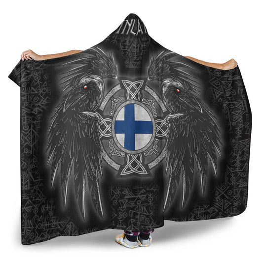 VikingStyle Hooded Blanket - Finland Viking Raven Hooded Blanket A95