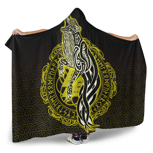 VikingStyle Hooded Blanket -Wolf Viking Gold Hooded Blanket A95