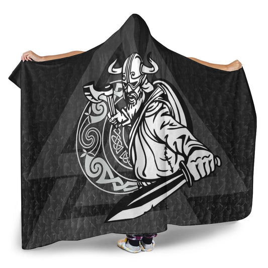 VikingStyle Hooded Blanket -Warriors Valknut Style Hooded Blanket A94