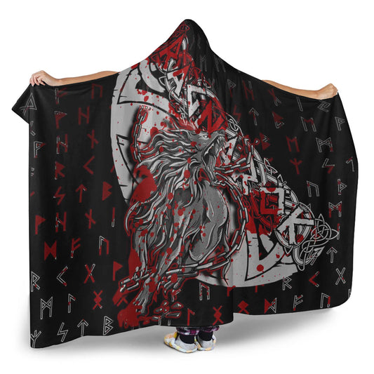 VikingStyle Hooded Blanket - Fenrir Ragnarok Blood Hooded Blanket A94