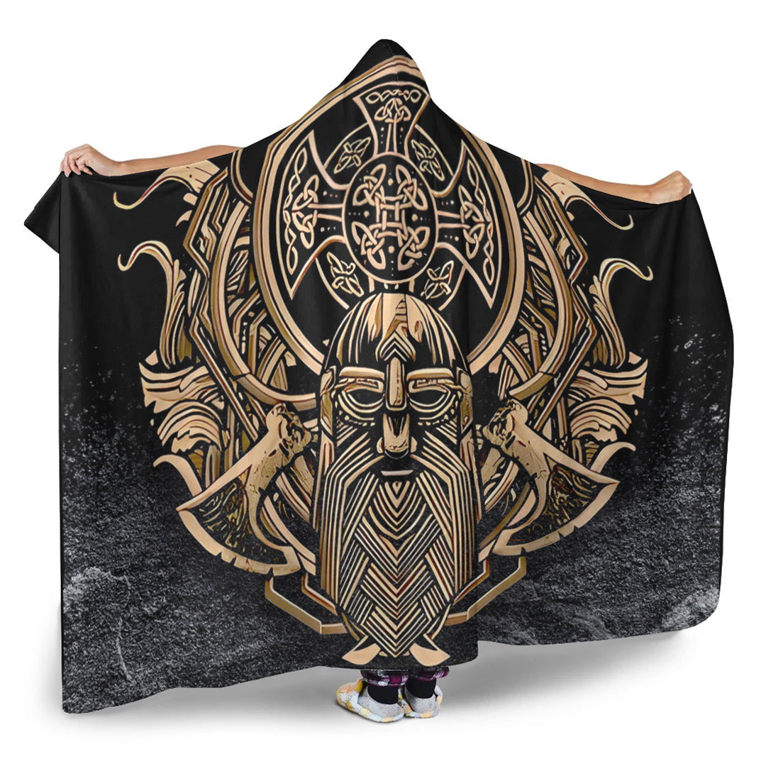 VikingStyle Hooded Blanket - Celtic Odin Axe Viking Hooded Blanket A95