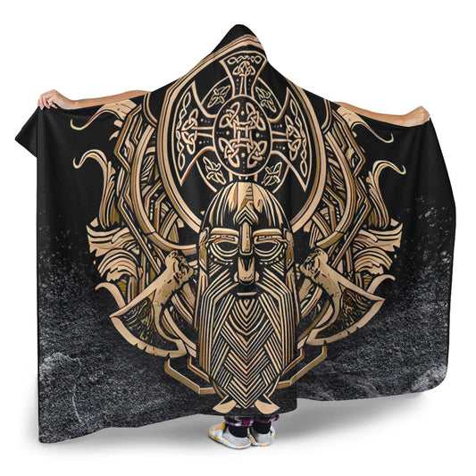 VikingStyle Hooded Blanket - Celtic Odin Axe Viking Hooded Blanket A95