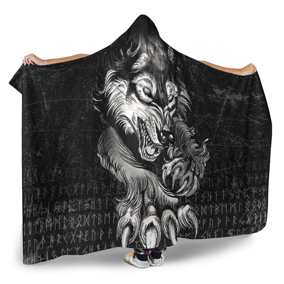 VikingStyle Hooded Blanket - Fenrir Wolf Lead Hooded Blanket A35