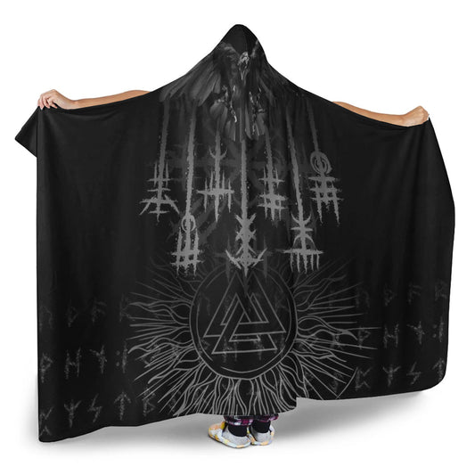 VikingStyle Hooded Blanket - Raven and Valknut Hooded Blanket A94