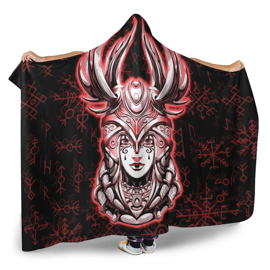 VikingStyle Hooded Blanket - Viking Valkyrie Red Hooded Blanket A95