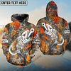 BlueJose Orange Camo Fish Hook Skull Custom Name Long Sleeve