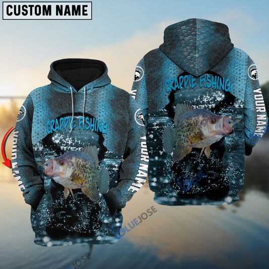 BlueJose Crappie Fishing Light Blue Custom Long Sleeve Performance Fishing Long Sleeves