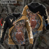 BlueJose Customized Name Deer Hunting Golden Brown 3D Shirts