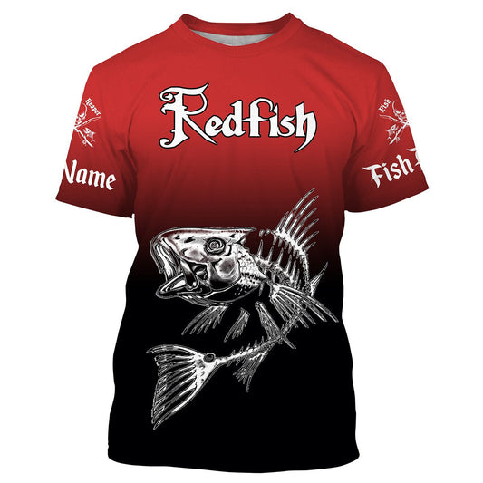 BlueJose Redfish Puppy Drum Fishing Custom Name 3D Shirts