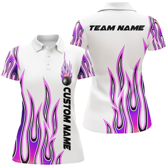 BlueJose Purple Flame Bowling Personalized All Over Printed Shirt For Women