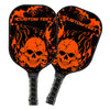 BlueJose Black And Orange Flame Skull Customized Name Pickleball Paddle