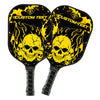 BlueJose Black And Yellow Flame Skull Customized Name Pickleball Paddle