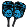 BlueJose Black And Blue Flame Skull Customized Name Pickleball Paddle