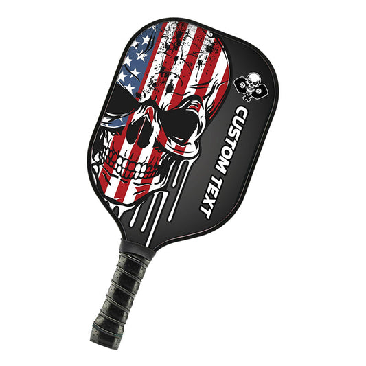 BlueJose American Flag Skull Customized Name Pickleball Paddle