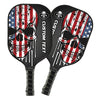 BlueJose American Flag Skull Customized Name Pickleball Paddle